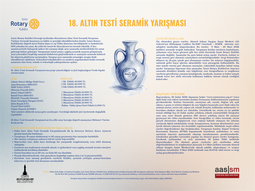 İzmir Rotary Kulübü 18. Altın Testi Seramik Yarışması Sergisi